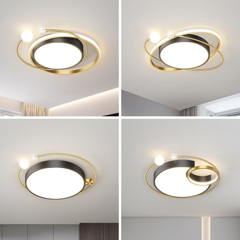 Geometric Flush Mount Fixture Contemporary Metal Ceiling Light in Black