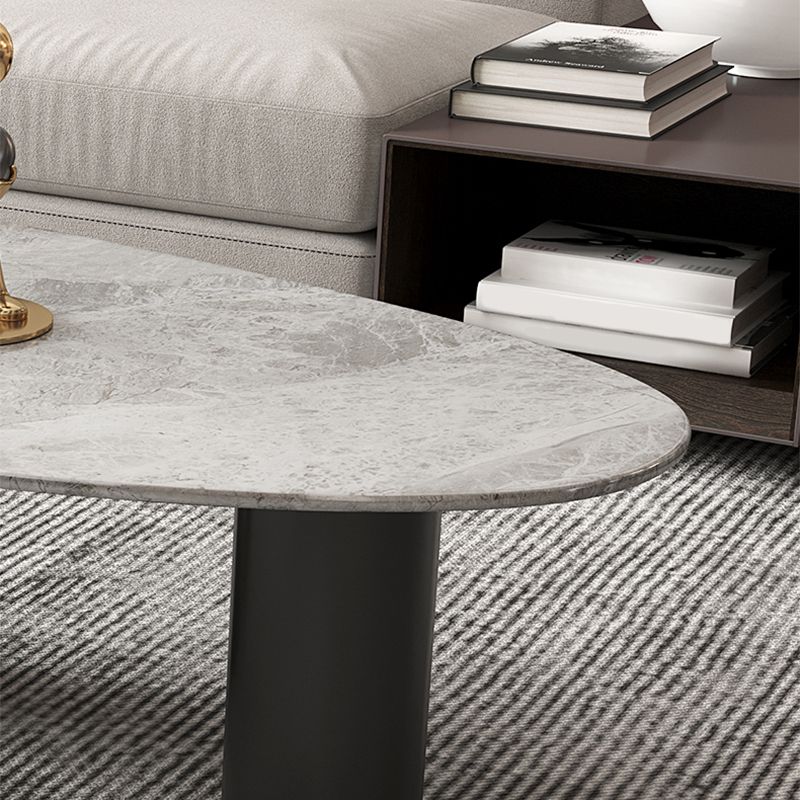 3 Legs Oval Coffee Table Minimalist Slate Coffee Table for Living Room