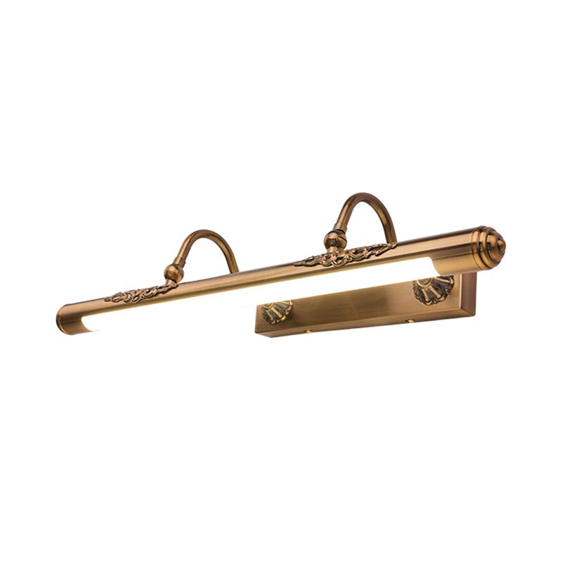 1 Light Linear Wall Lighting Modern Style Metal Mirror Wall Mount Light Fixture in Brass