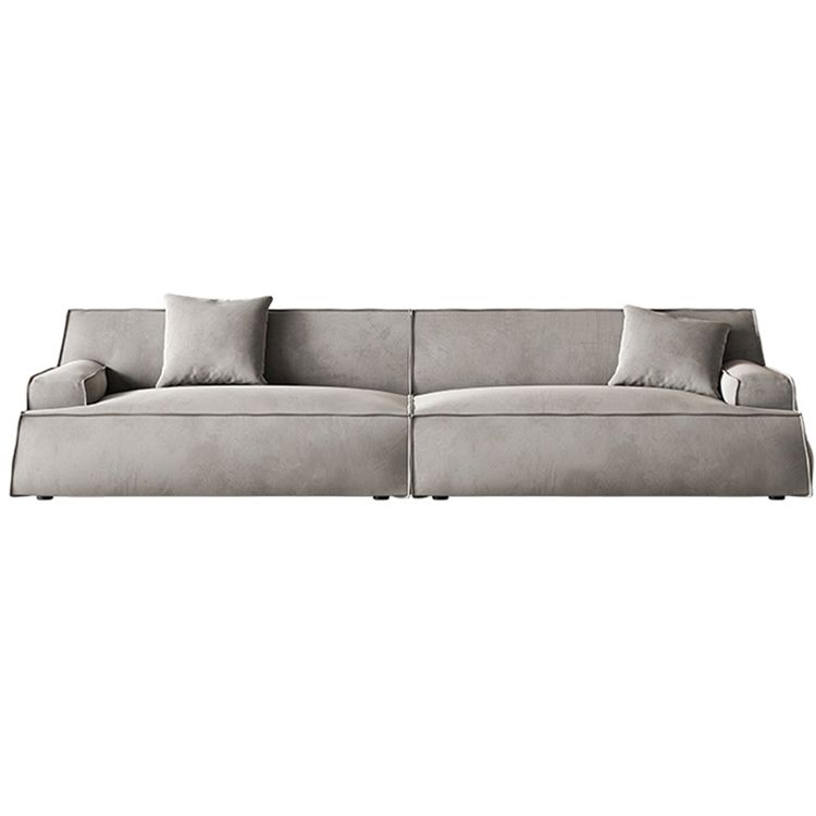 Contemporary Genuine Leather/Fabric Recessed Arm Sofa for Living Room