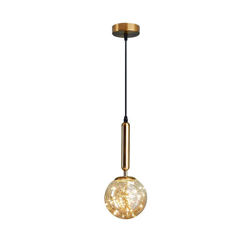 Pendante à LED créative moderne LEMPRE LETURE THRURGED FER LUMIRE À LA CHARGE EN VERRE CARRE