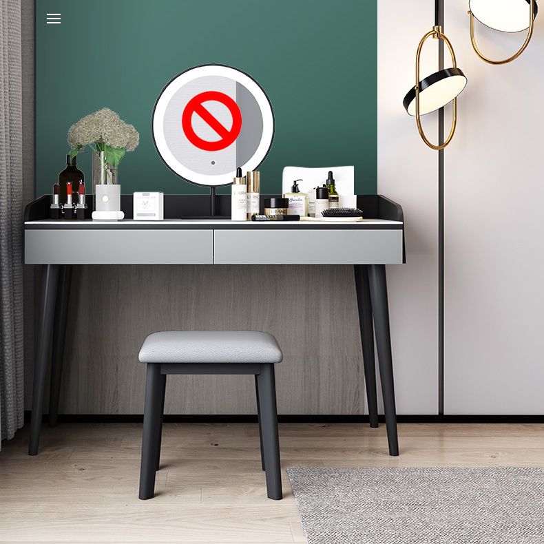 Contemporary Engineered Wood Vanity 37.8" H Vanity Set with Stool