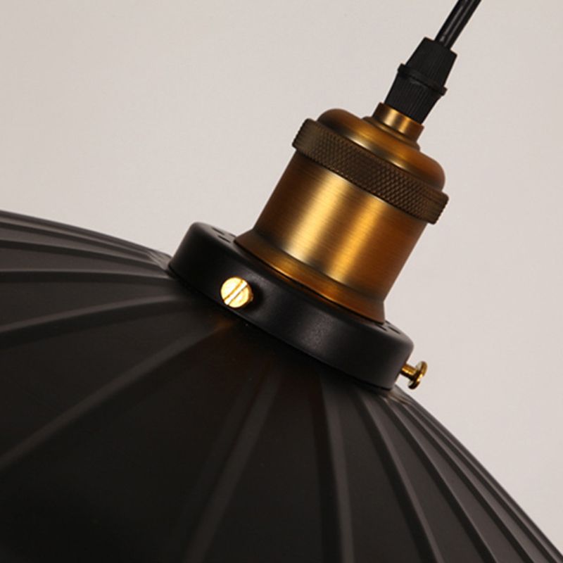 Industrial Scalloped Commercial Pendant Lighting 1 Light Metal Hanging Ceiling Lights in Black