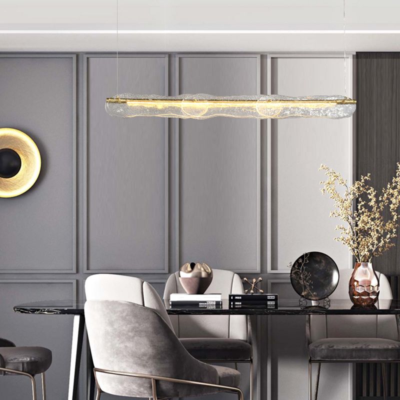 1-leichte Inselbeleuchtung minimaler Stil Linearer Formglasanhänger Beleuchtung