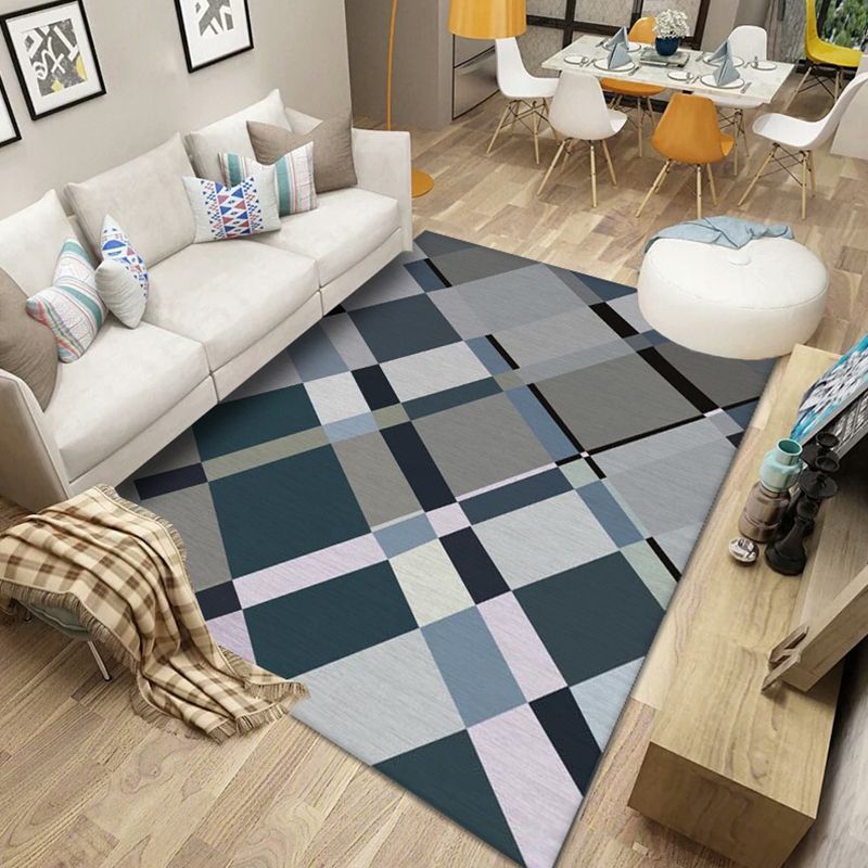 Multicolored Nordic Rug Polyster Geometric Printed Carpet Washable Anti-Slip Backing Area Rug for Decoration