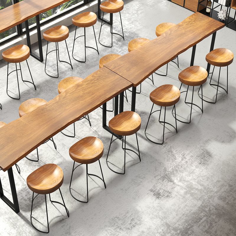 Bar Table in Metal and Wood Industrial Bar Height Table for Dining Room