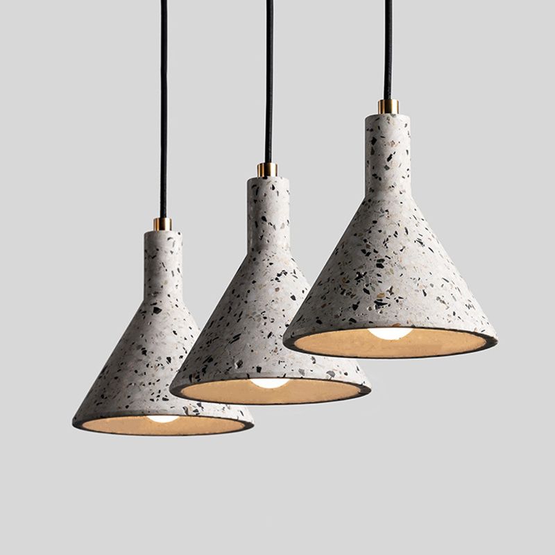 Nordic 1-Bulb hanger lamp Conical Small Suspension Lamp met terrazzo-schaduw voor Diner