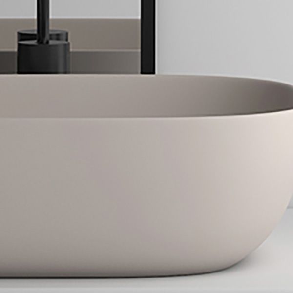 Modern Bathroom Sink Pop-Up Drain Porcelain Solid Color Oval-Shape Vessel