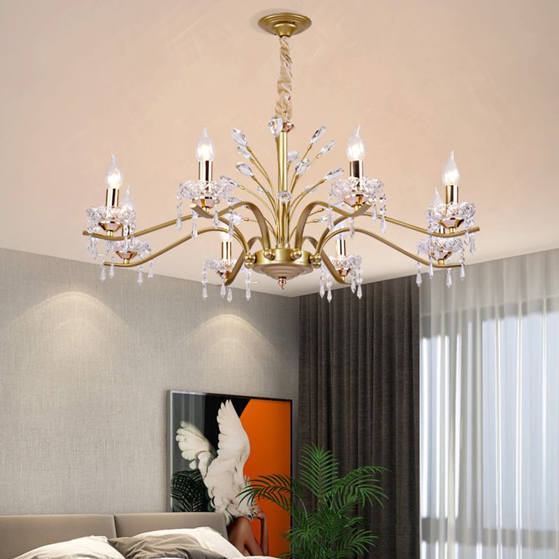 Traditional Unique Chandelier Lights Crystal Pendant Light Fixtures in Gold