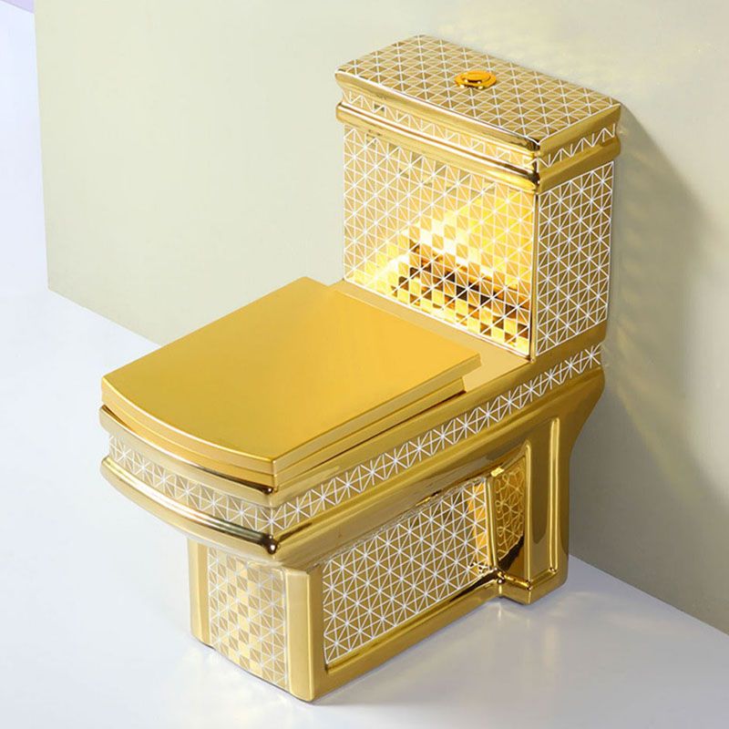 Traditional Style Golden Toilet Siphon Jet One Piece Toilet with Slow Close Seat
