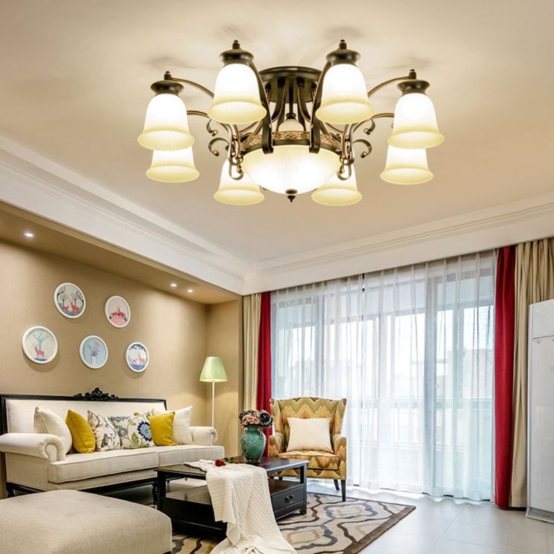 Modern Style Cup Shape Flush Mount Glass Ceiling Light for Living Room