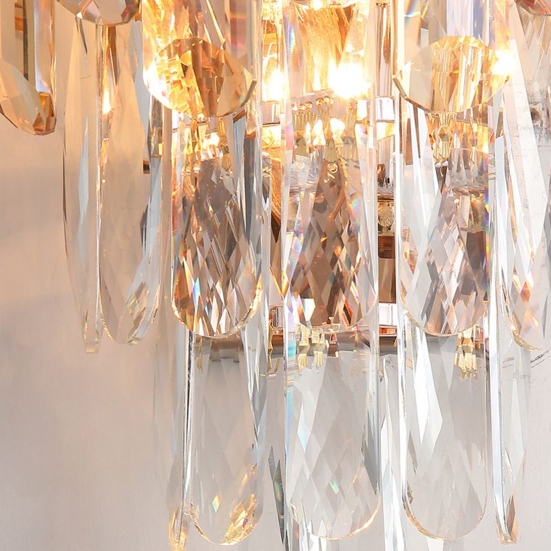 Modern Style Tiered Wall Light Crystal 2 Lights Sconces for Bedroom