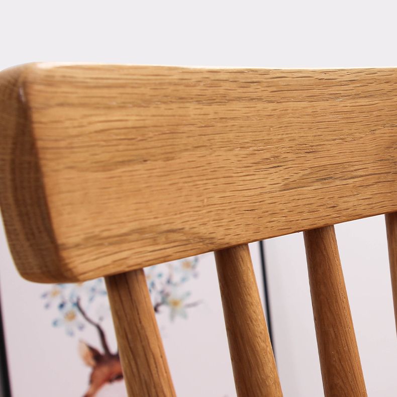 Chaises de salle à manger sans bras de style rustique, chaise latérale à dossier à lattes en hêtre avec pieds en bois