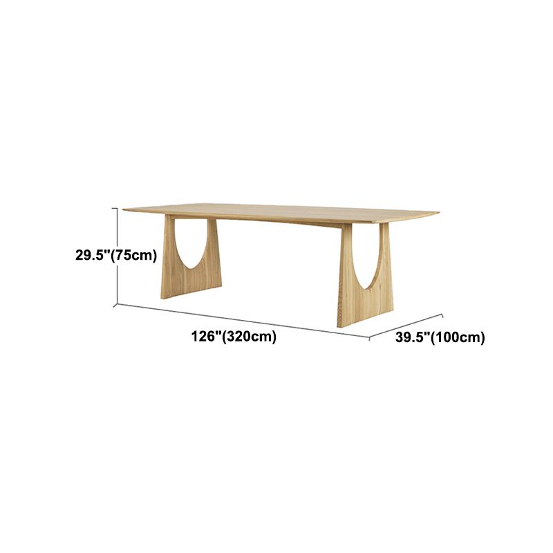 Table en bois de pin rectangulaire pour restaurant Table à manger moderne avec double piédestal