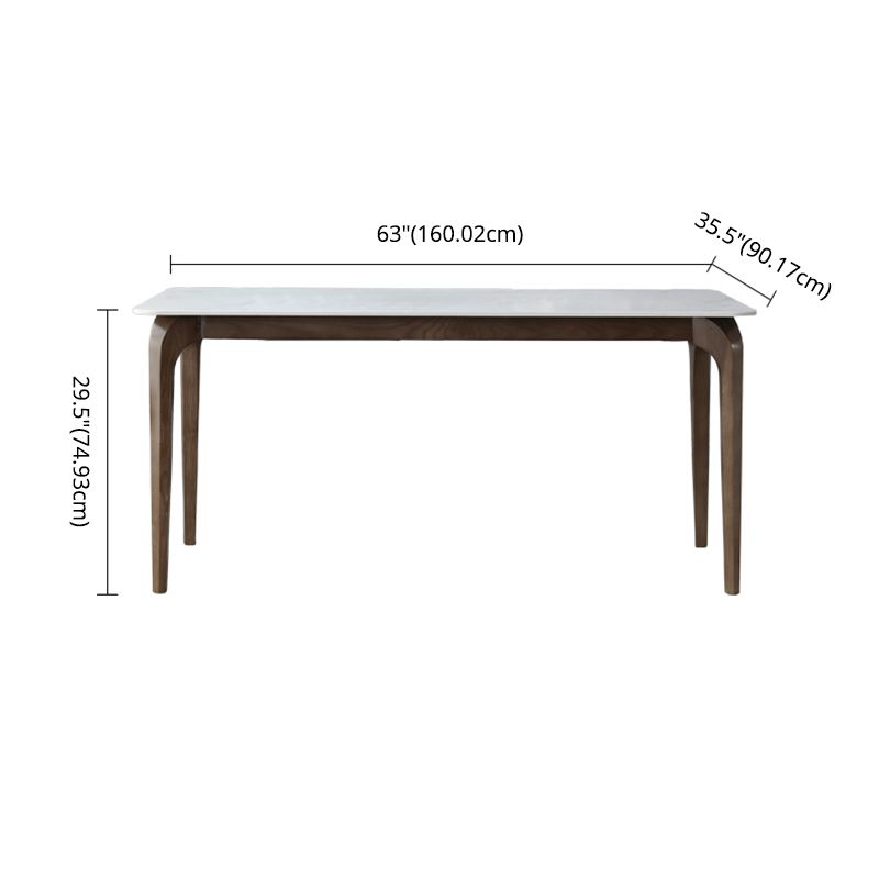 Contemporary Fixed Sintered Stone Dining¬†Room¬†Table¬†with 4 Solid Wood Legs Kitchen Dining Set