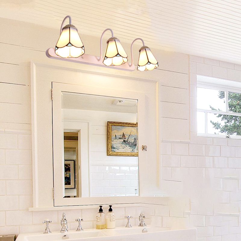 Handcrafted Art Glass Wall Lamp Tiffany Bell Shaped Bathroom Vanity Light
