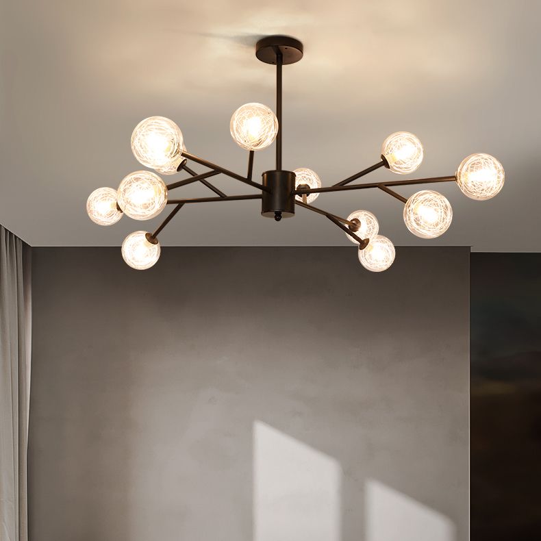 Modern Chandelier Light Fixtures Multi-Head Suspension Pendant Lamp with Glass Shade