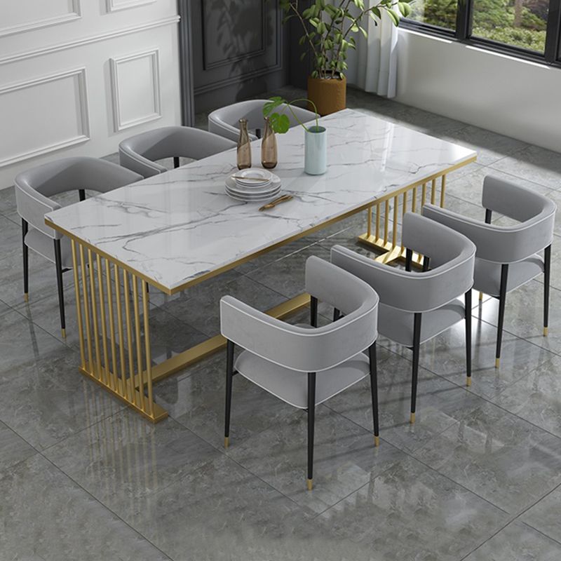 Industrial Upholstered Velvet Arm Chair Open Back Dining Chair for Home