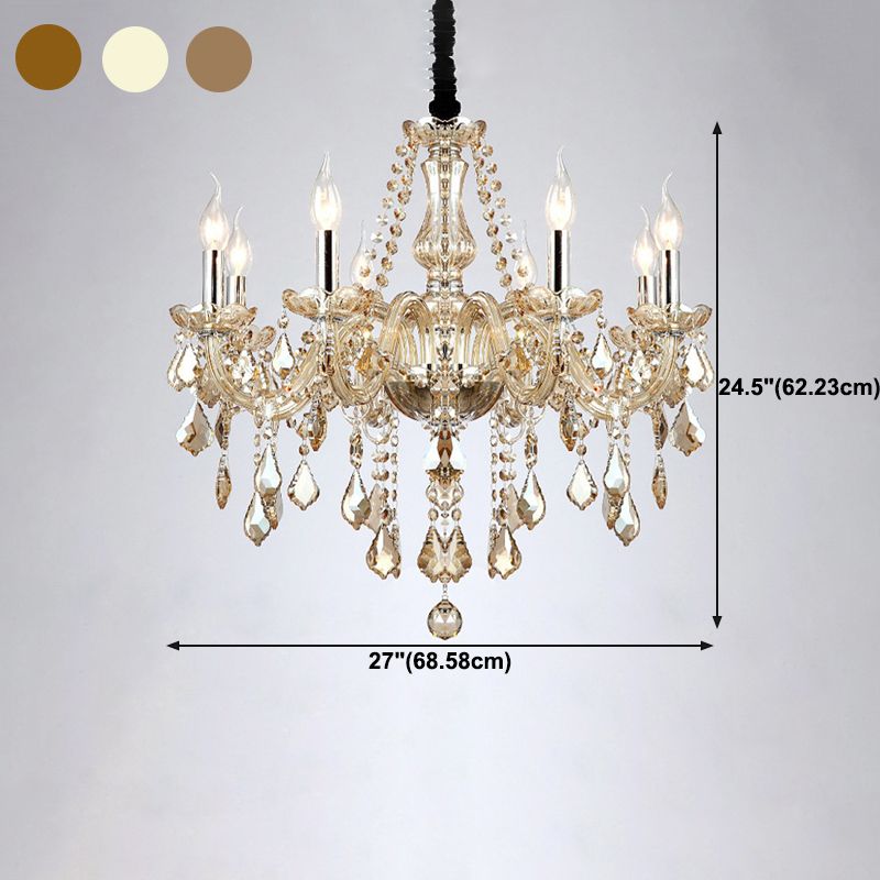 Crystal Candle Shape Hanging Ceiling Light European Style Multi Lights Hanging Light