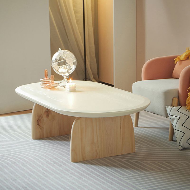 15.7"H Modern Style Sled Base Wooden Solid Color Round Coffee Table