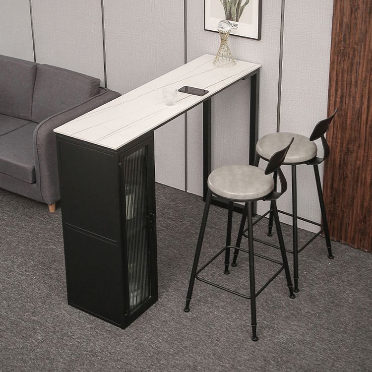 Bar Height Pub Table Modern Marble Rectangle Storage Indoor Counter Wine Table