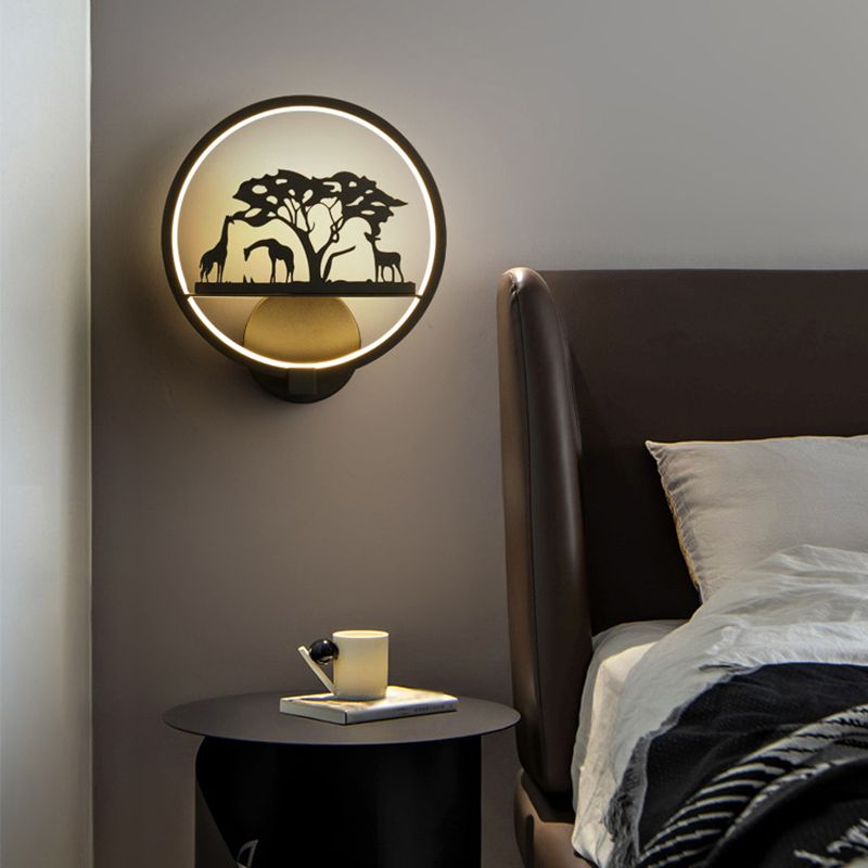 Nordic Style Metal Wall Light Round 10" Wide Wall Sconce for Living Room