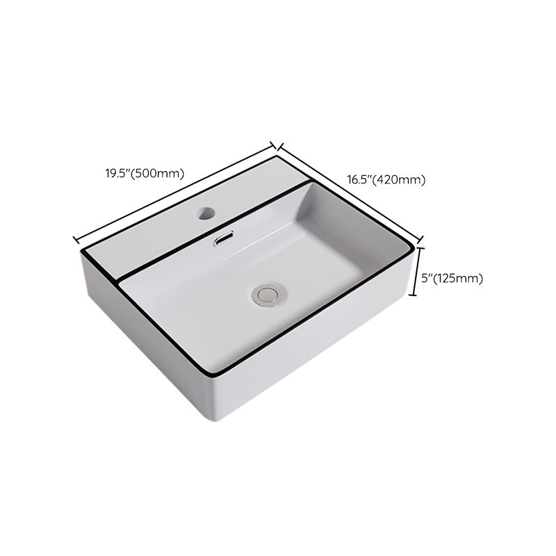 Contemporary Bathroom Sink Porcelain Oval-Shape Vessel Bathroom Sink with Pop-Up Drain