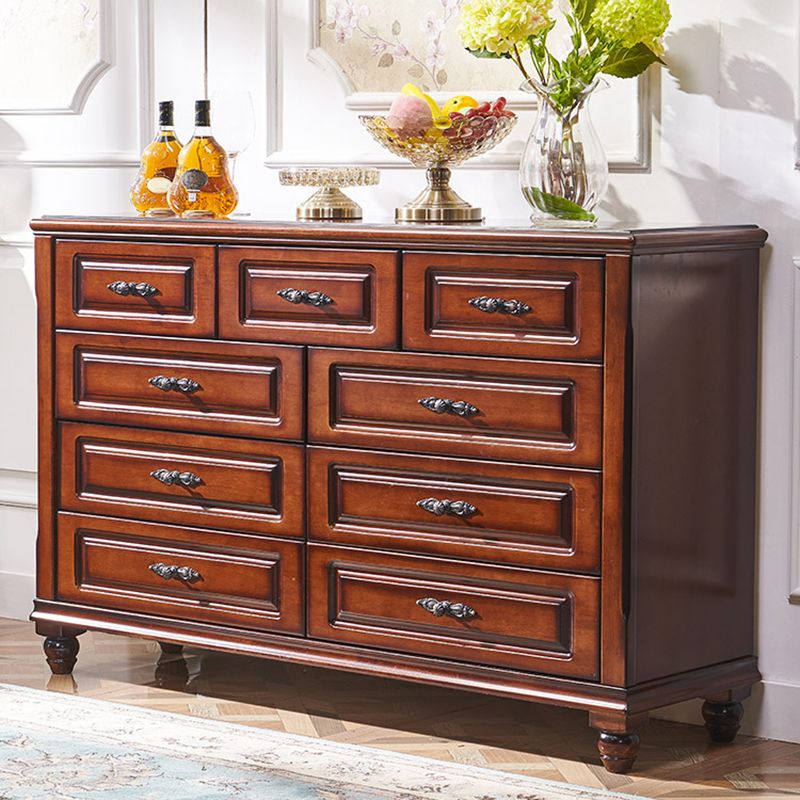 Traditional Horizontal Bedroom Chest Wooden Storage Chest with Drawers
