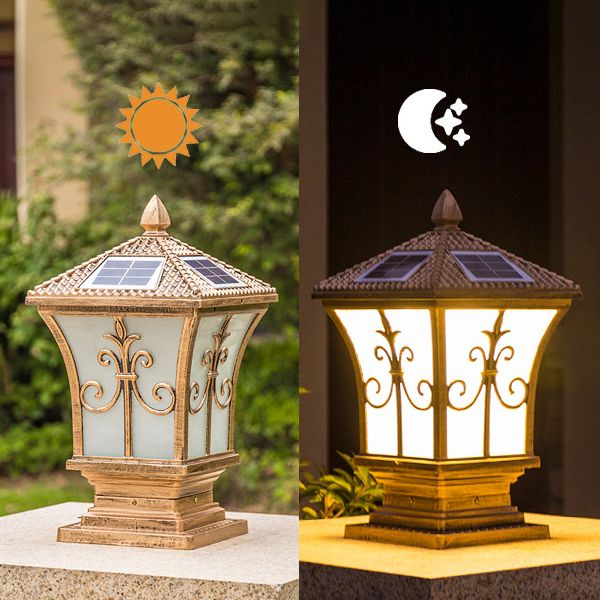 Modern Outdoor Lamp Minimalist Solar Lamp with Acrylic Shade for Backyard