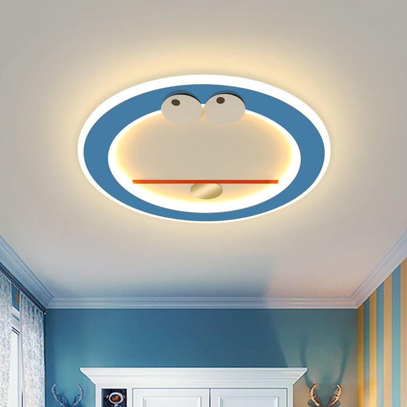 Acrylic Cat Flush Light Fixture Cartoon LED Flush Mount Lighting in Blue in Warm/White Light