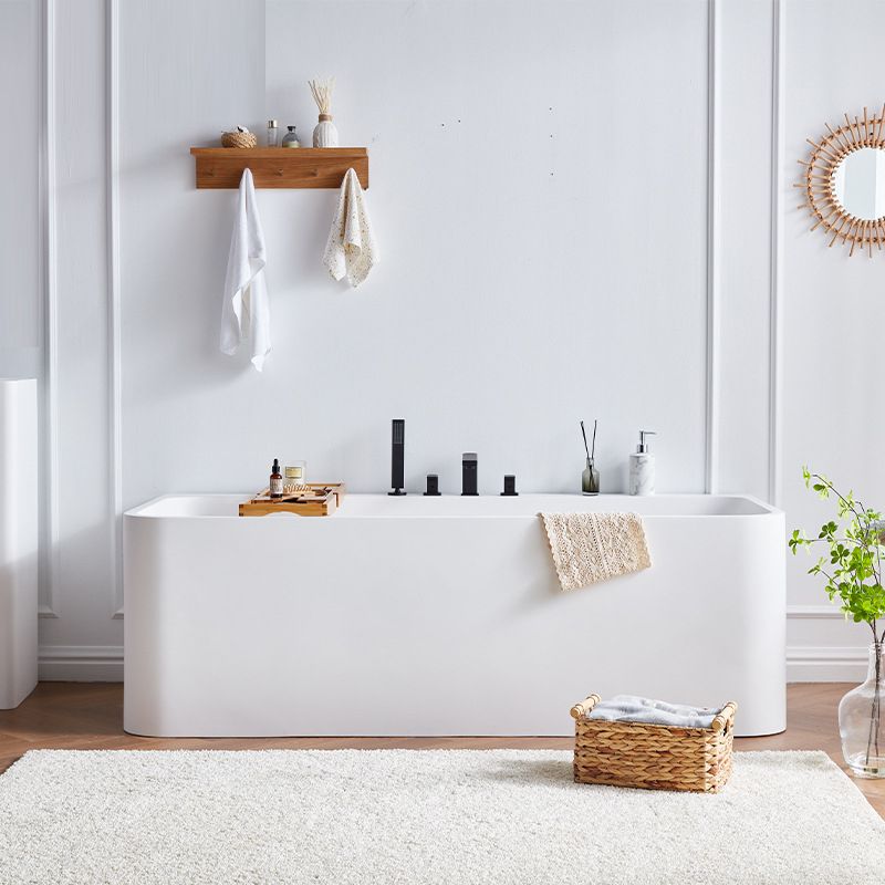 Stone Soaking Bathtub Antique Finish Rectangular Back to Wall Bathtub (Board not Included)
