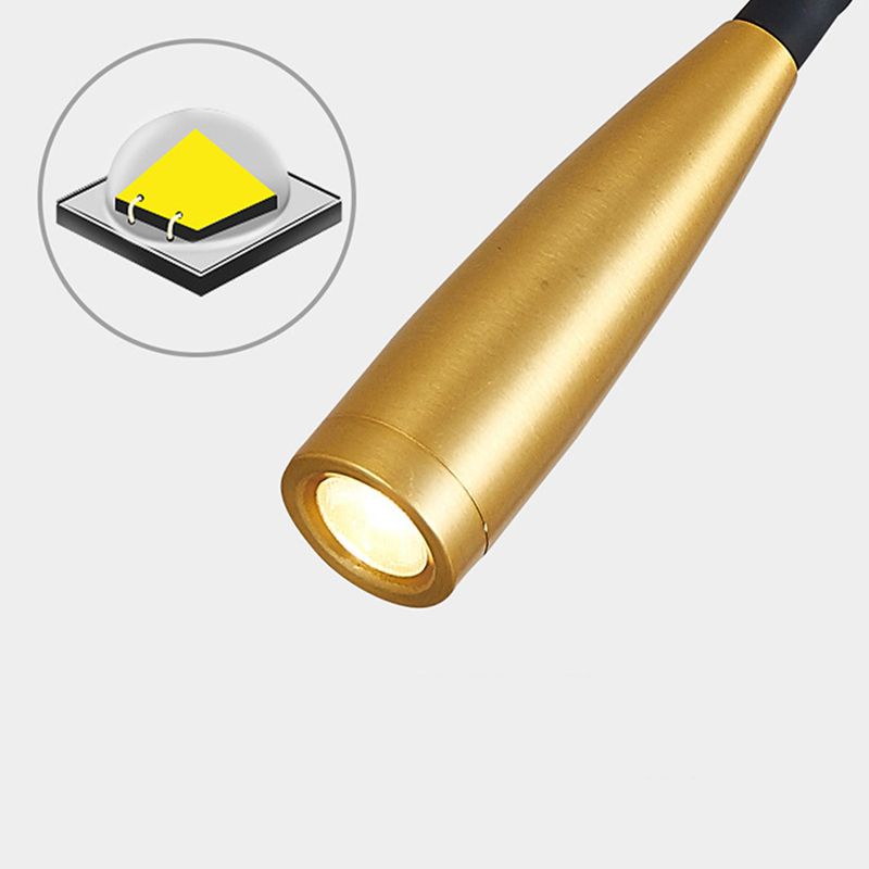 Adjustable Hose Design LED Wall Lamp Modern Style Aluminum Bedside Reading Light with Independent Switch