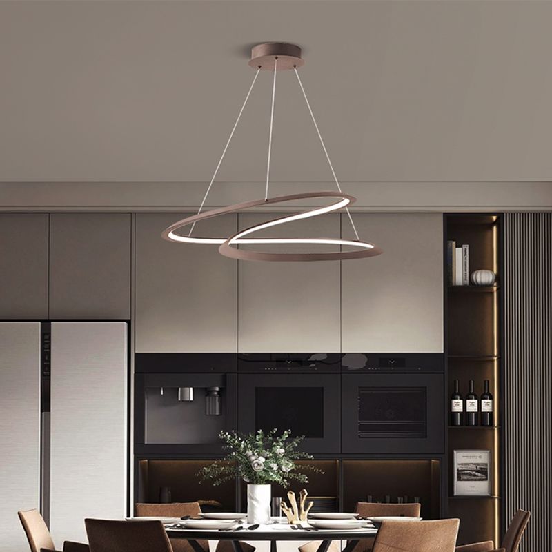 Living Room Chandelier Lamp Minimalist LED Pendant Light with Twisted Aluminum Shade