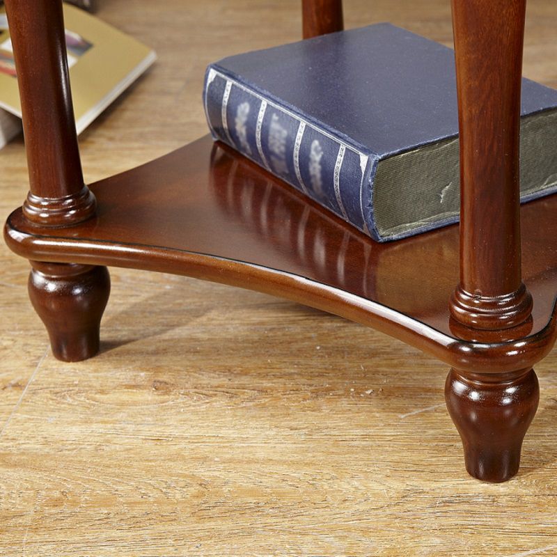 Traditional 24..4" Tall End Table in Brown Solid Wood Round Side Table with Shelf