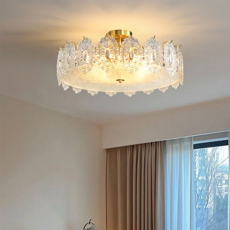 Modern Ceiling Lamp Household Flush Mount Light Fixture with Glass Shade for Bedroom