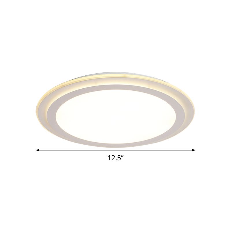 2 Tier Round Ceiling Flush Mount Light 12.5"/16.5"/20.5" Dia Modern Acrylic LED White Flushmount in Warm/White Light