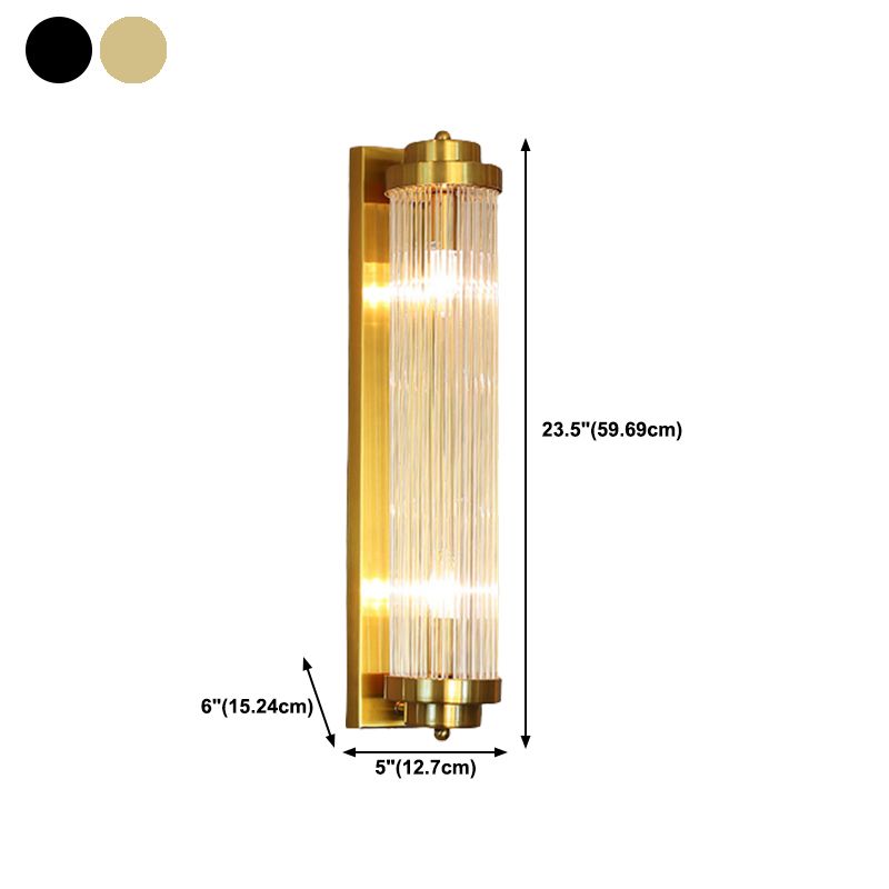 Modern Style Cylinder Wall Sconce Crystal 2 Light Sconces for Living Room