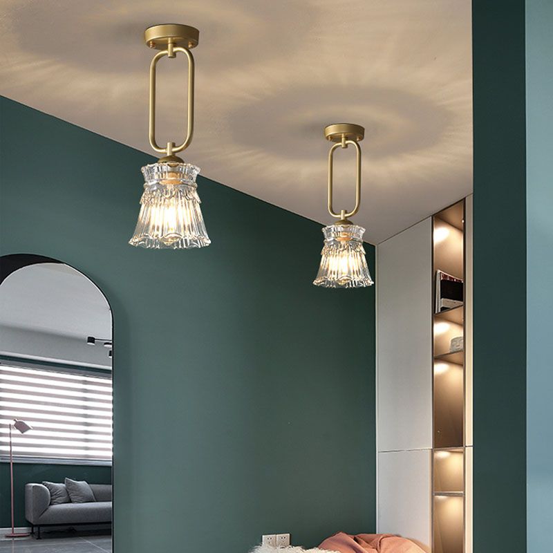 Glass Shaded Semi Flush Mount Ceiling Light Nordic Gold Ceiling Flush Mount Light