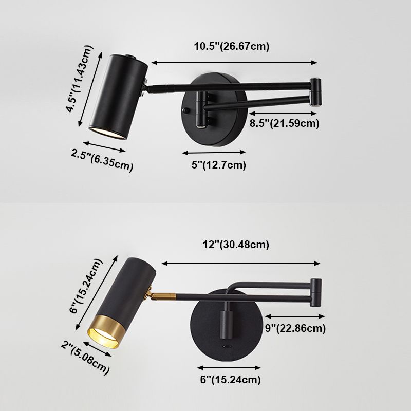 Modern Creative Single Wall Lamp Electroplate Iron Extendable Wall Light for Interior Spaces