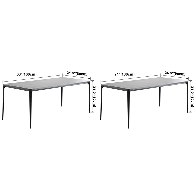 Metal Modern Rectangle Table Sintered Stone Table for Dining Room and Kitchen