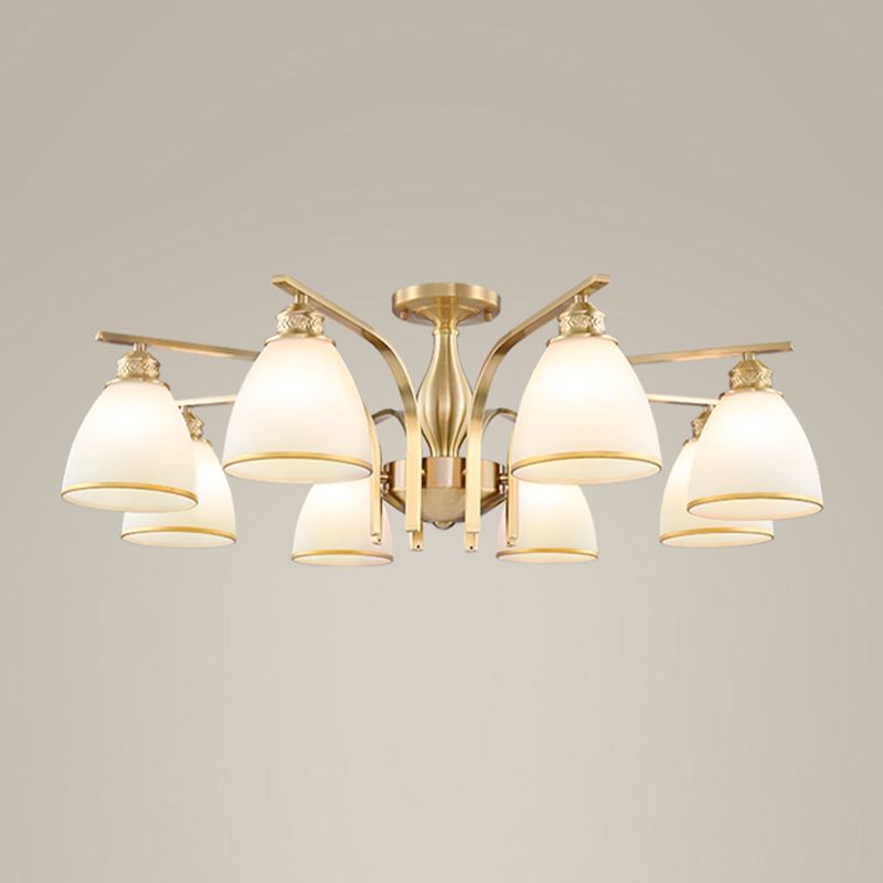 American Style Ceiling Light Cone Shape Ceiling Lamp with Glass Shade for Bedroom