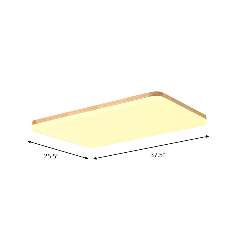 Thinnest Square/Rectangle Ceiling Light Simple Acrylic Living Room LED Flush Mounted Lamp in Beige, 13"/25"/37.5" Wide