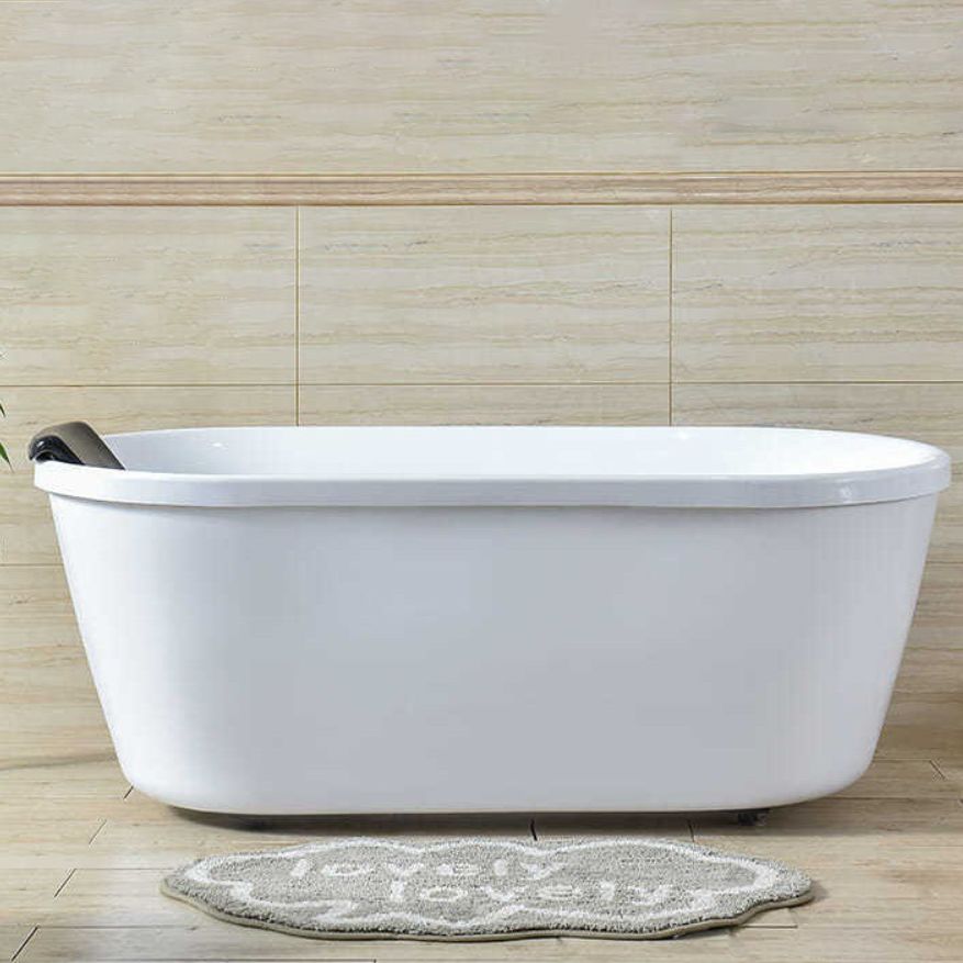 Freestanding Soaking Bath Back to Wall Modern White Bathtub With Faucet