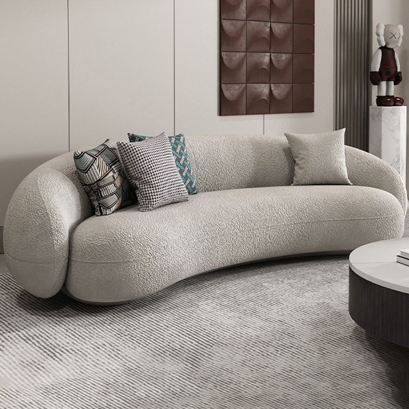 Wool Sloped Arm Sofa Contemporary Curved Sofa for Living Room, Apartment