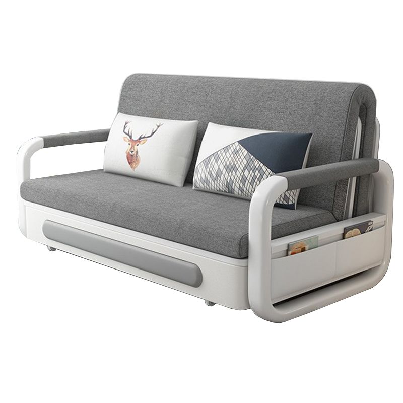 Washable Linen Square Arm Sofa Bed Standard Foldable Sofa for Living Room