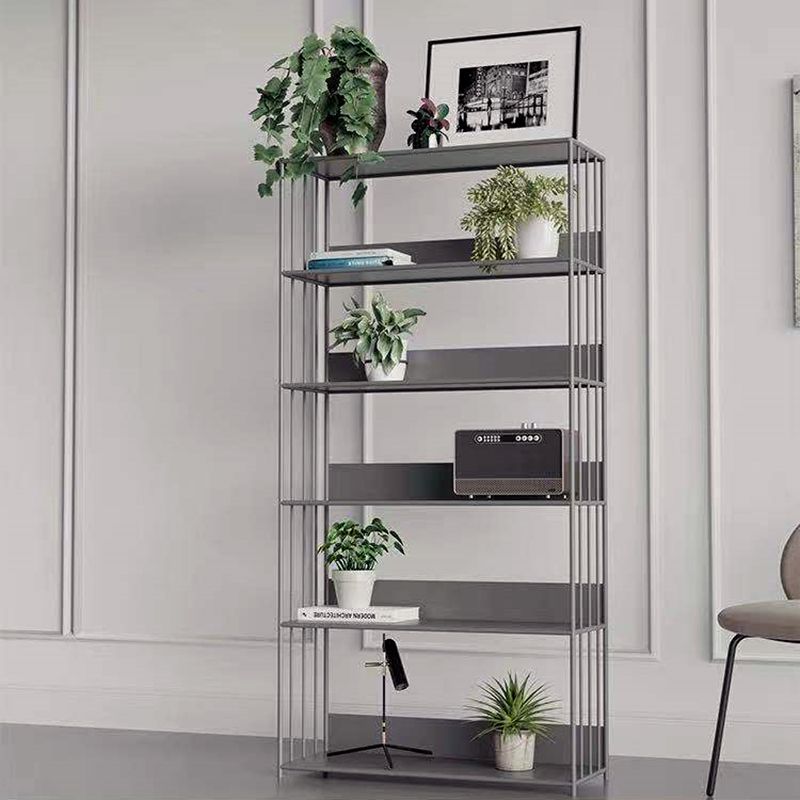 Standard Metal Bookshelf Contemporary Open Back Vertical Bookcase