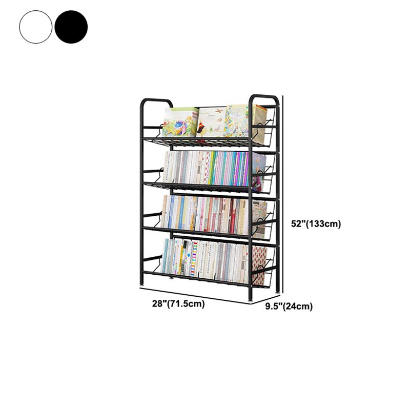 Modern Metal Bookcase Vertical Etagere Open Back Bookshelf in Burnish