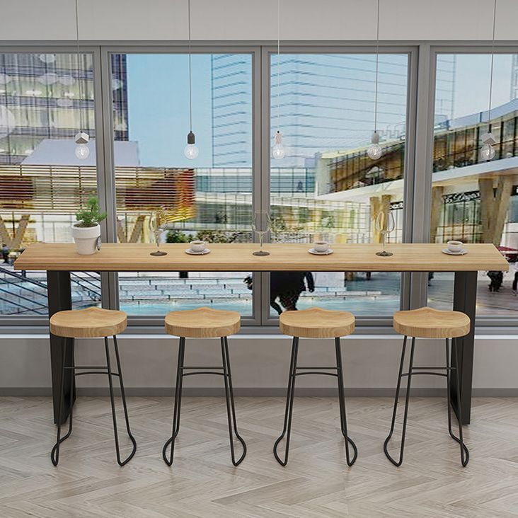 Industrial Style Rectangle Bar Table Solid Wood Bar Dining Table for Dining Room