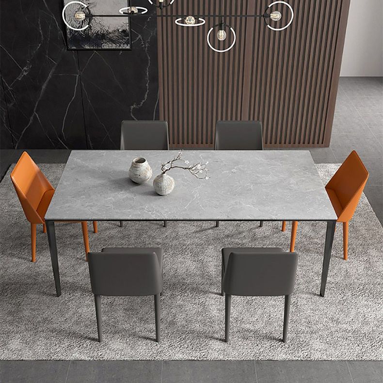 Industrial Sintered Stone Table 4 Legs Aviation Aluminum Base Rectangle Table for Home