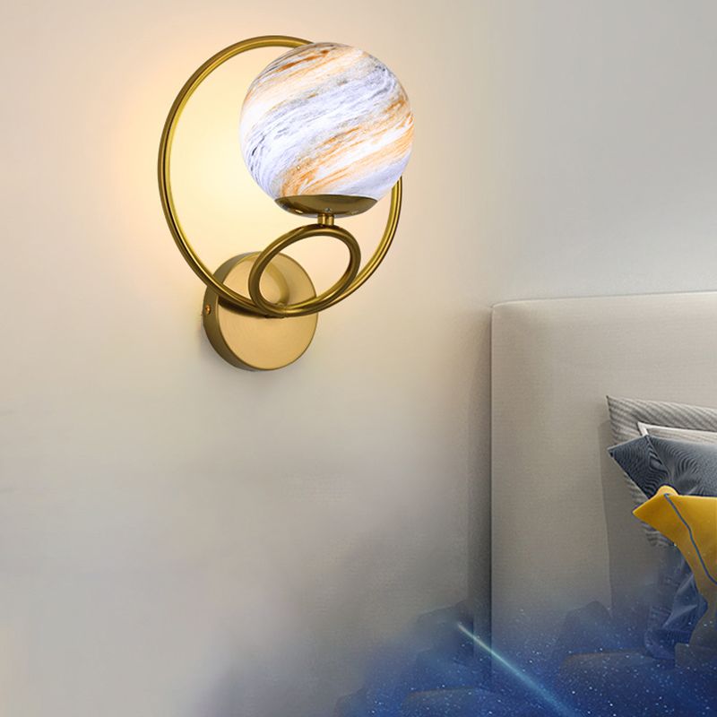 Contemporary Wall Sconce Globe Glass Wall Light Fixture for Living Room